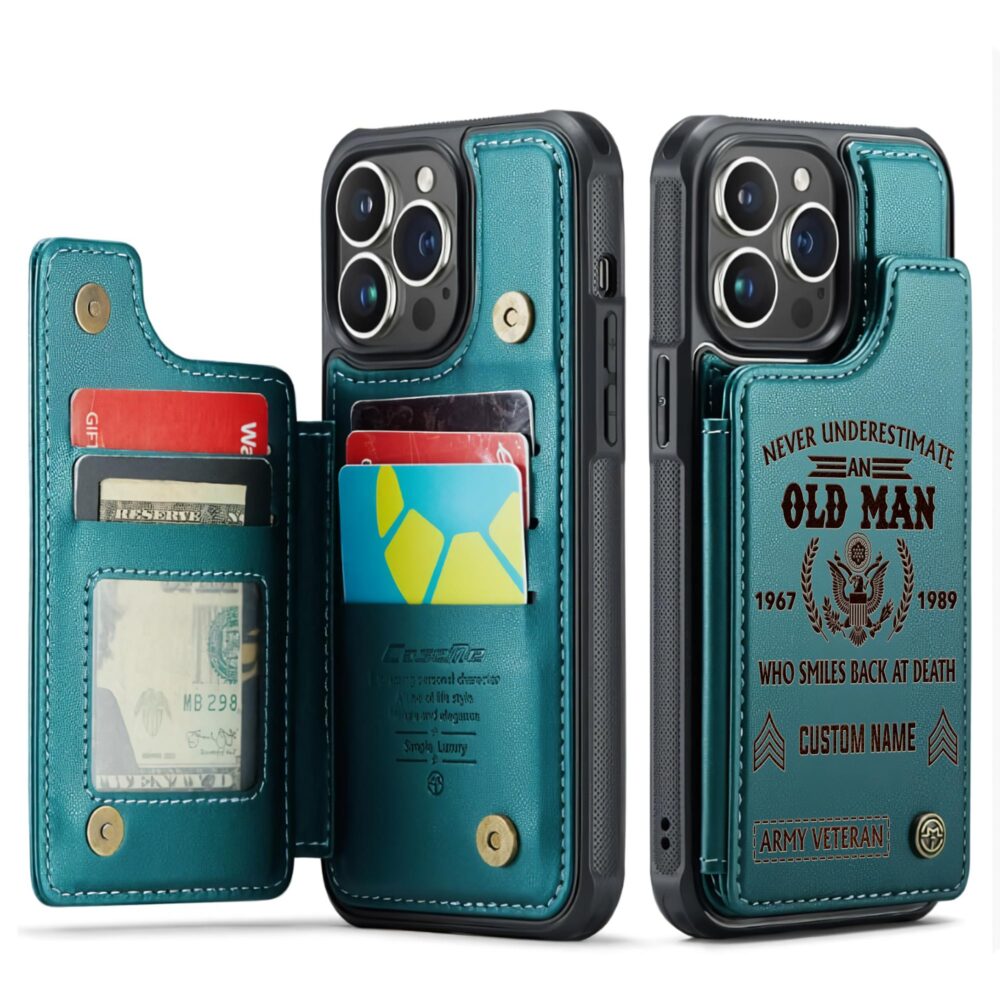 US Army, O 3 Army Captain - Leather Flip Phone Case - Image 5