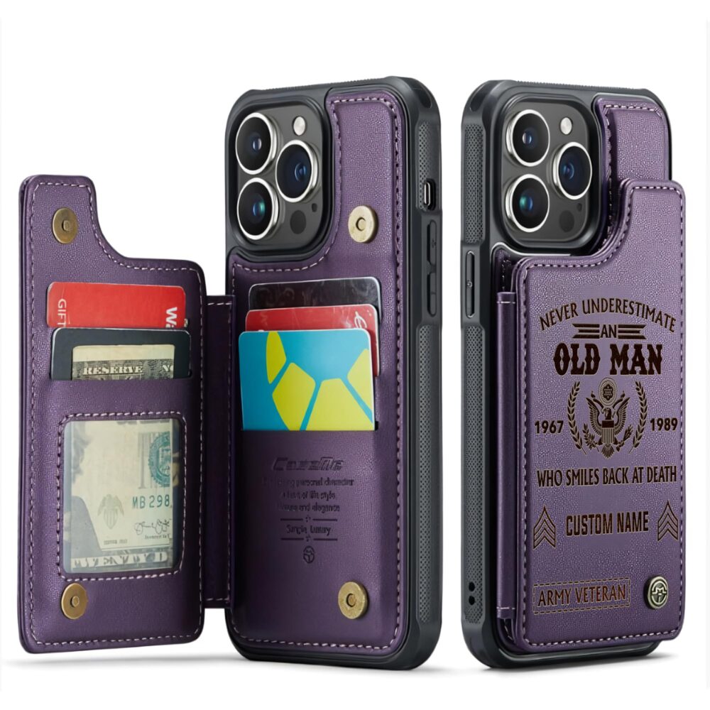 US Army, O 3 Army Captain - Leather Flip Phone Case - Image 6