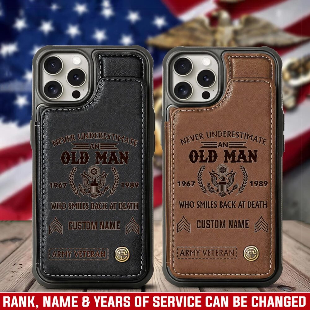 US Army, O 3 Army Captain - Leather Flip Phone Case