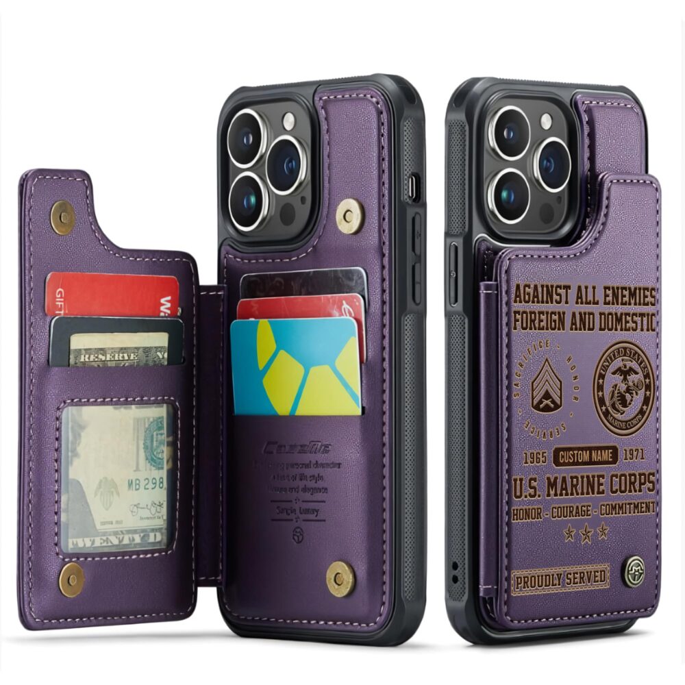 US Marine Corps, No One Gets Left Behind - Leather Flip Phone Case - Image 6