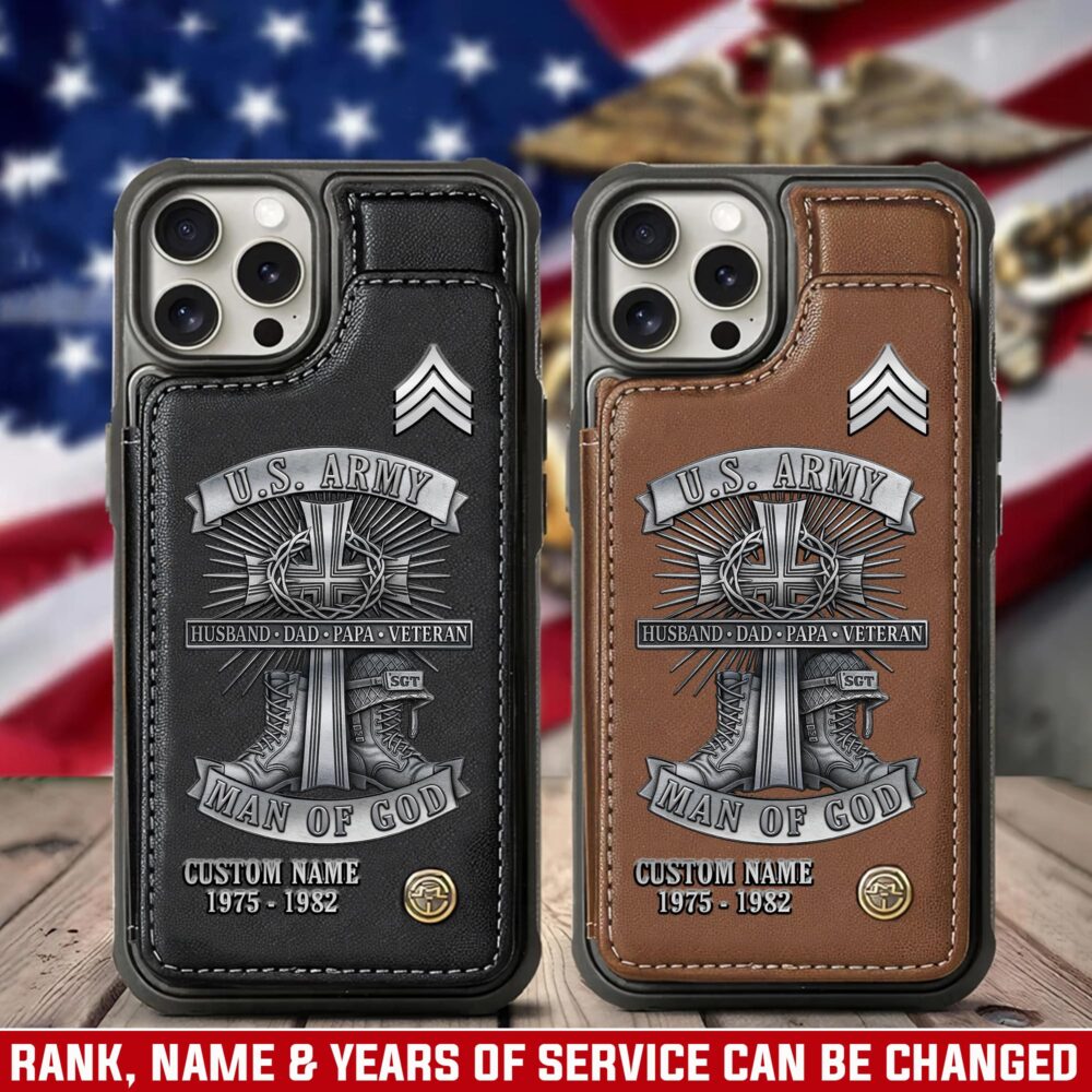 US Army, E 7 Army Master Specialist - Leather Flip Phone Case