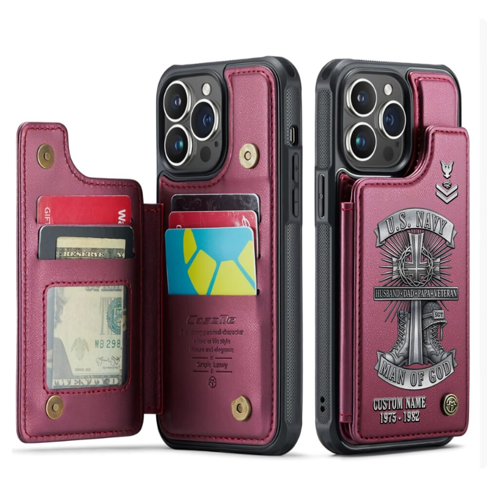 US Navy, E 3 White - Leather Flip Phone Case - Image 4