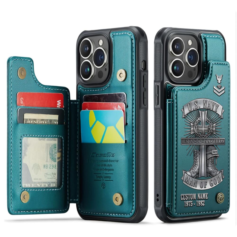 US Navy, E 3 White - Leather Flip Phone Case - Image 5