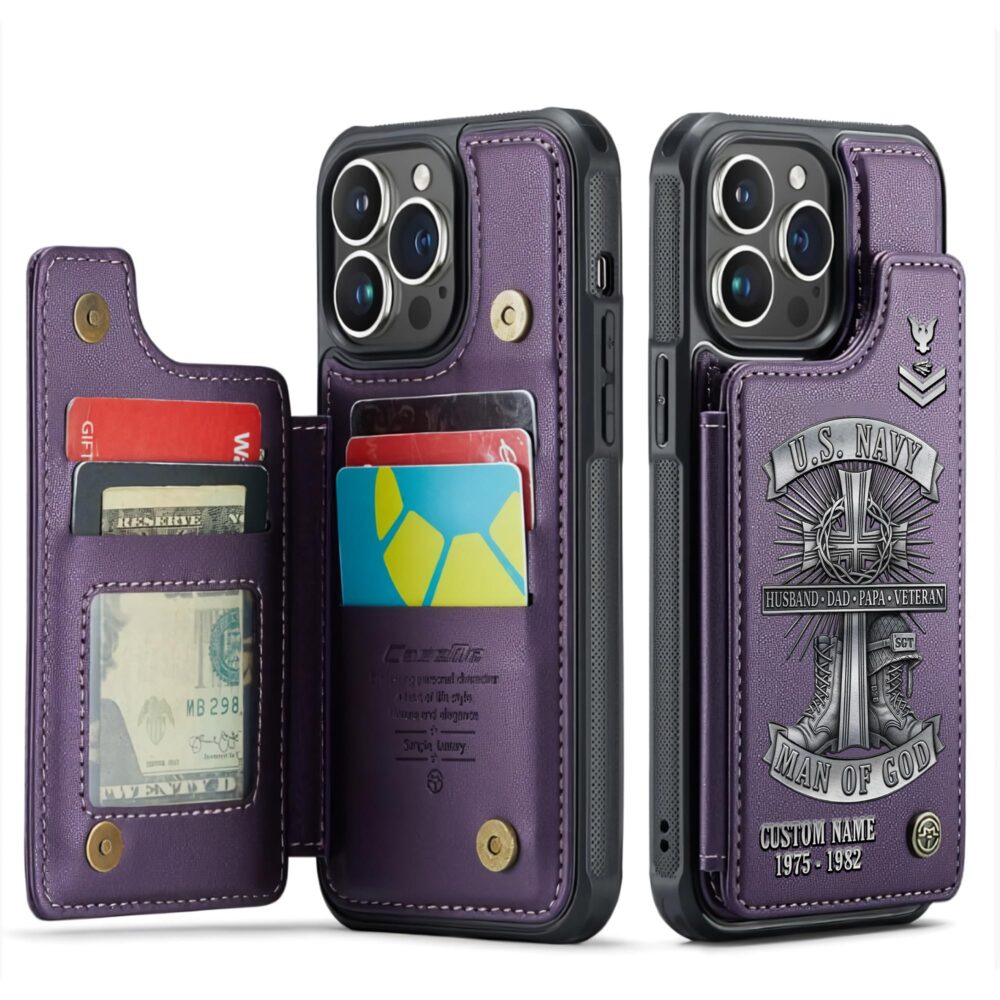 US Navy, E 3 White - Leather Flip Phone Case - Image 6