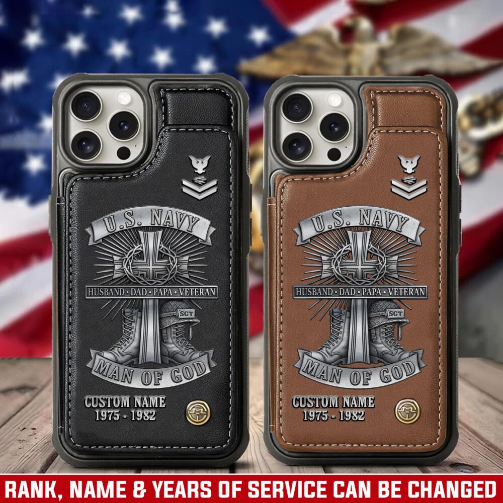 US Navy, E 3 White - Leather Flip Phone Case