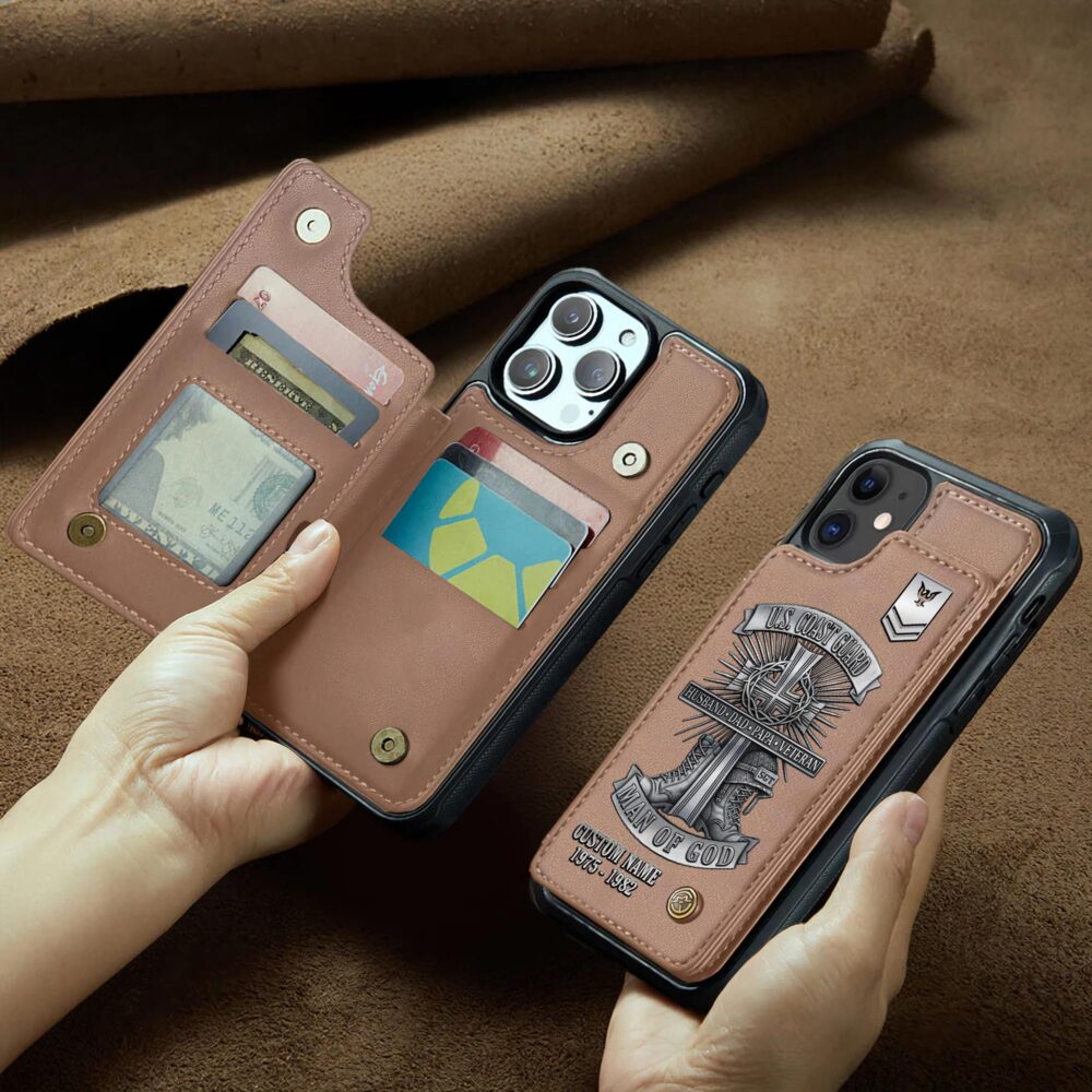 US Coast Guard, E 4 Gold - Leather Flip Phone Case - Image 2