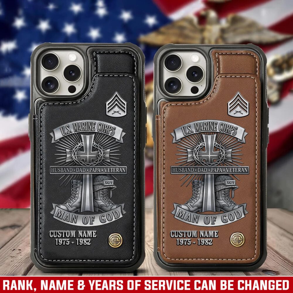 US Marine Corps, E 6 Marines Staff Sergeant - Leather Flip Phone Case