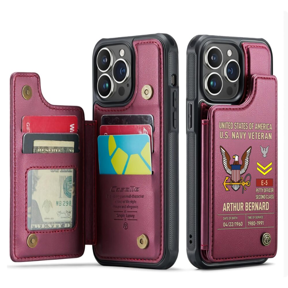 US Navy, E 5 Red - Leather Flip Phone Case - Image 4
