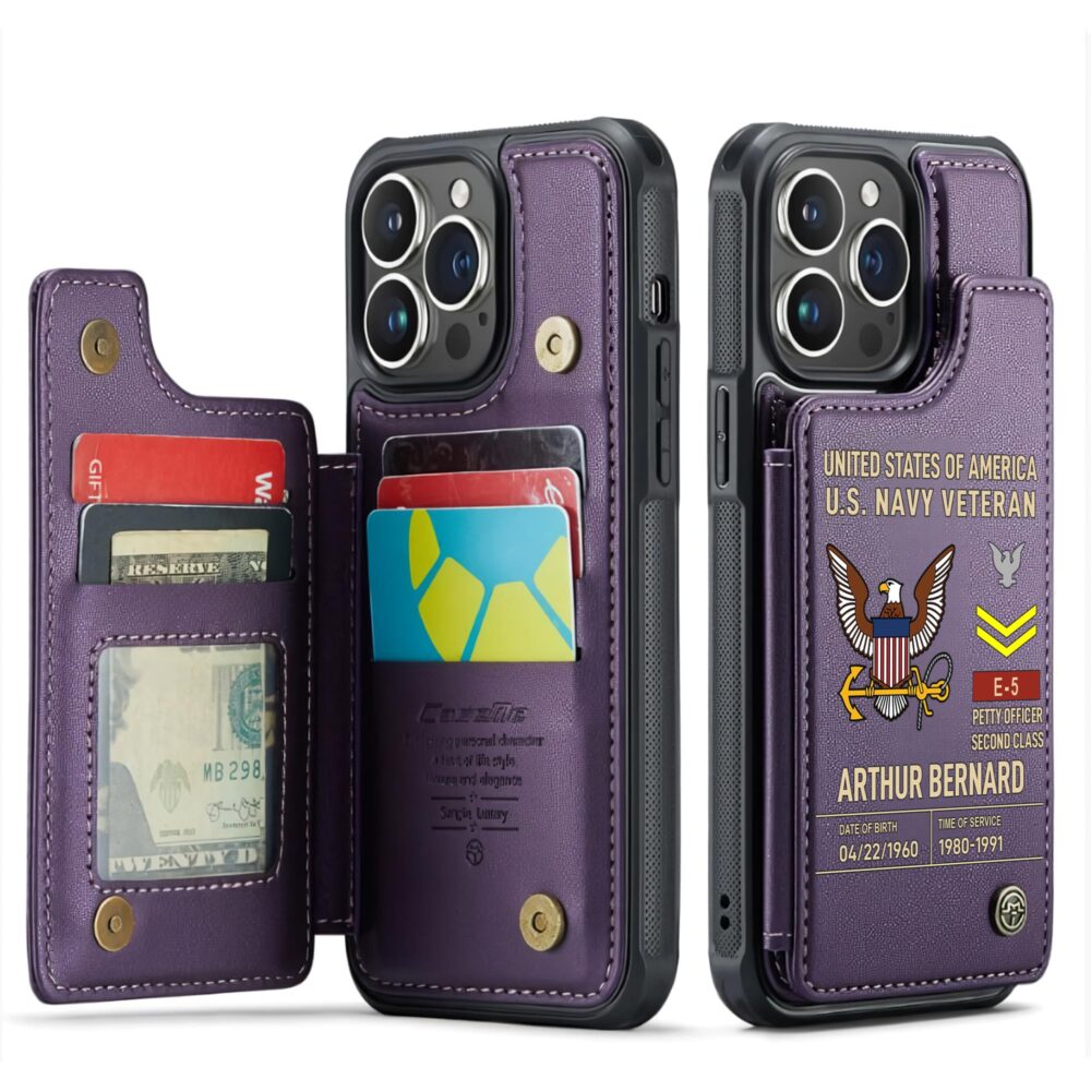 US Navy, E 5 Red - Leather Flip Phone Case - Image 6