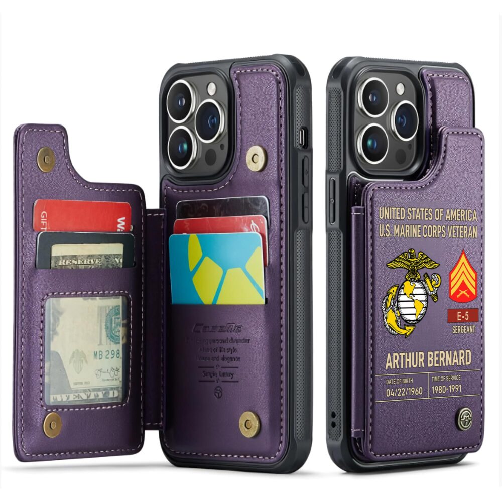 US Marine Corps, Proud To Have Served - Leather Flip Phone Case - Image 6