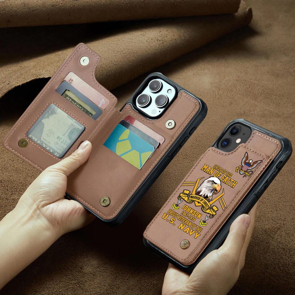 US Navy, By Sea, Air and Land - Leather Flip Phone Case - Image 2