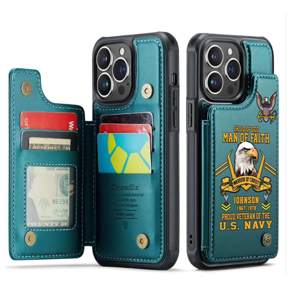 US Navy, By Sea, Air and Land - Leather Flip Phone Case - Image 5