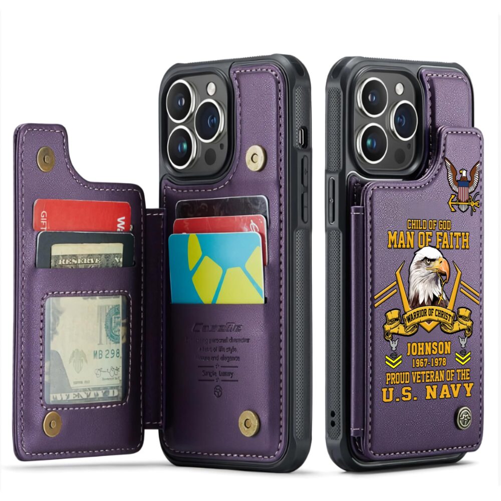 US Navy, By Sea, Air and Land - Leather Flip Phone Case - Image 6