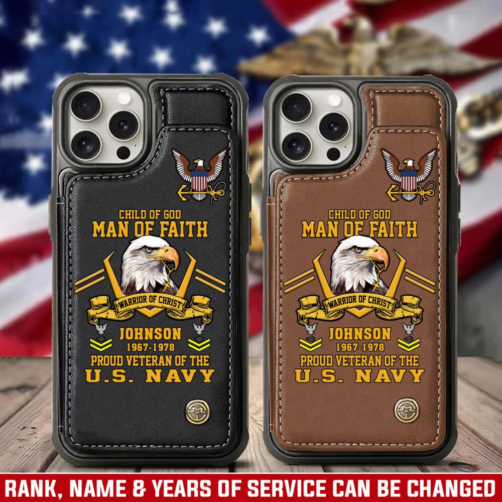 US Navy, By Sea, Air and Land - Leather Flip Phone Case