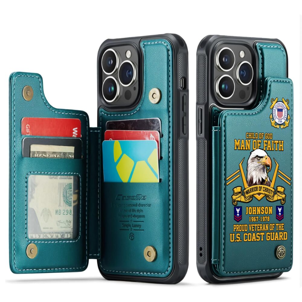 US Coast Guard, E 4 Gold - Leather Flip Phone Case - Image 5