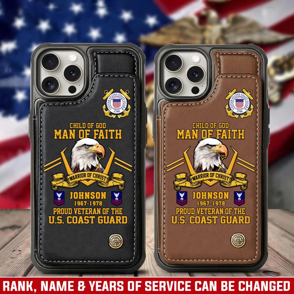 US Coast Guard, E 4 Gold - Leather Flip Phone Case