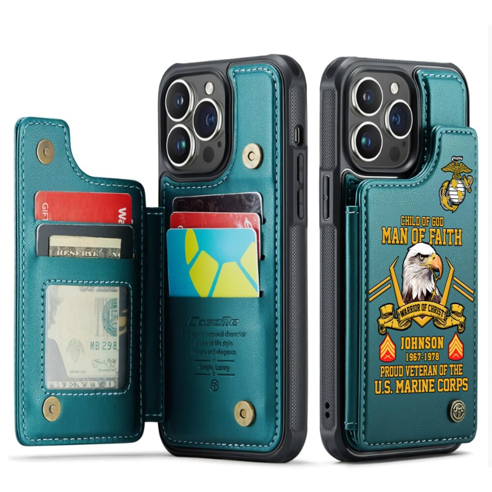 US Marine Corps, No One Fights Alone - Leather Flip Phone Case - Image 5
