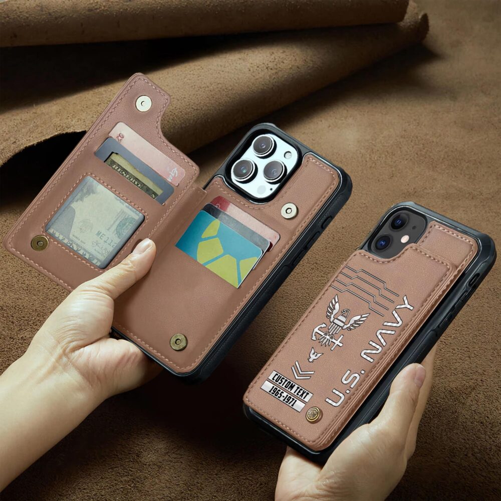 US Navy, No One Fights Alone - Leather Flip Phone Case - Image 2