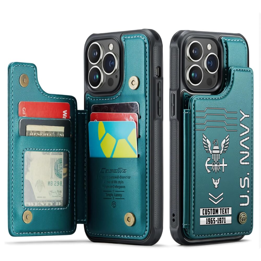 US Navy, No One Fights Alone - Leather Flip Phone Case - Image 5