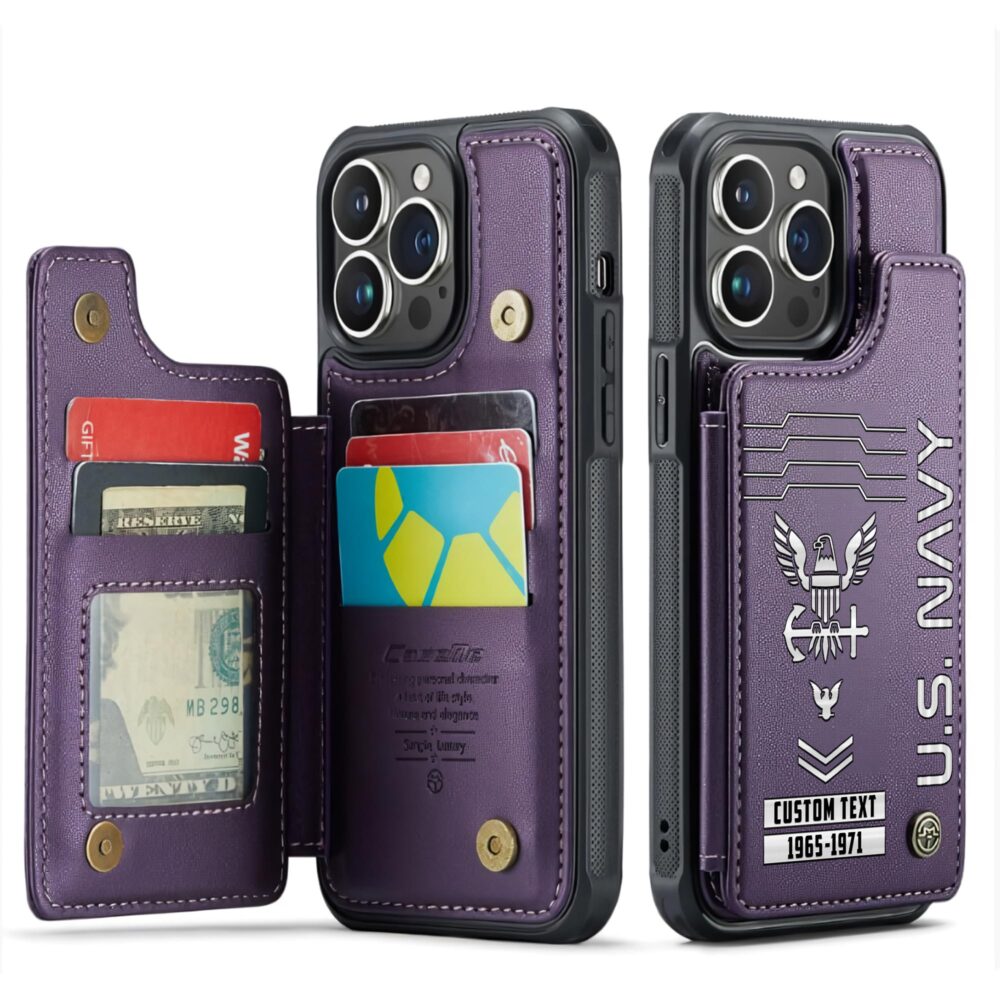 US Navy, No One Fights Alone - Leather Flip Phone Case - Image 6