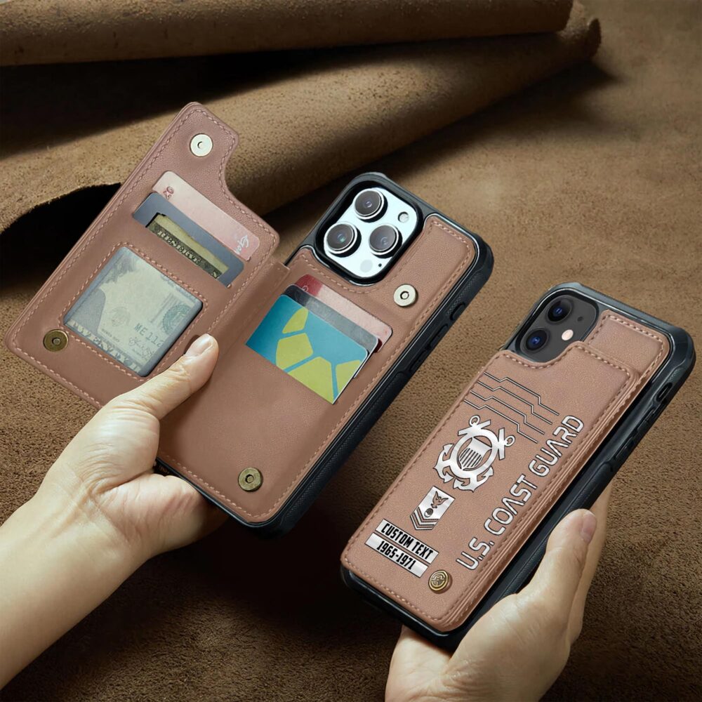 US Coast Guard, No One Gets Left Behind - Leather Flip Phone Case - Image 2