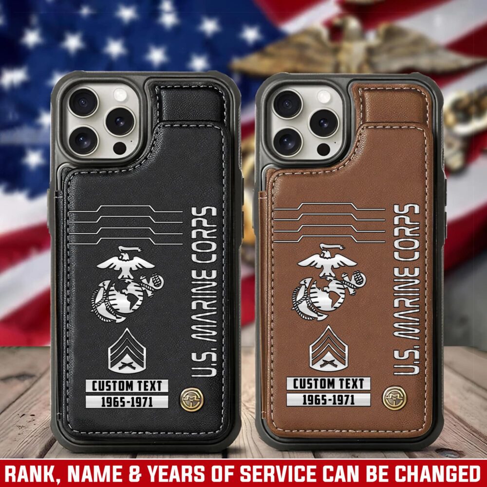 US Marine Corps, Served With Pride - Leather Flip Phone Case