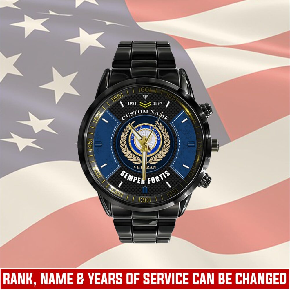 US Navy, Remember - Honor - Respect - Black Stainless Steel Watch