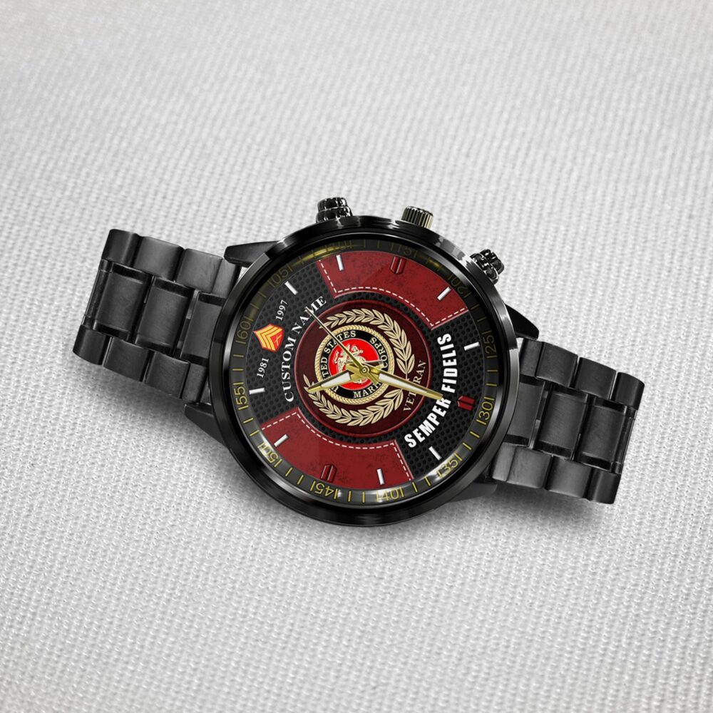 US Marine Corps, E 8 Marines Master Sergeant - Black Stainless Steel Watch - Image 3