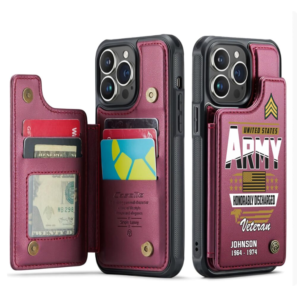 US Army, Thank a Veteran - Leather Flip Phone Case - Image 4