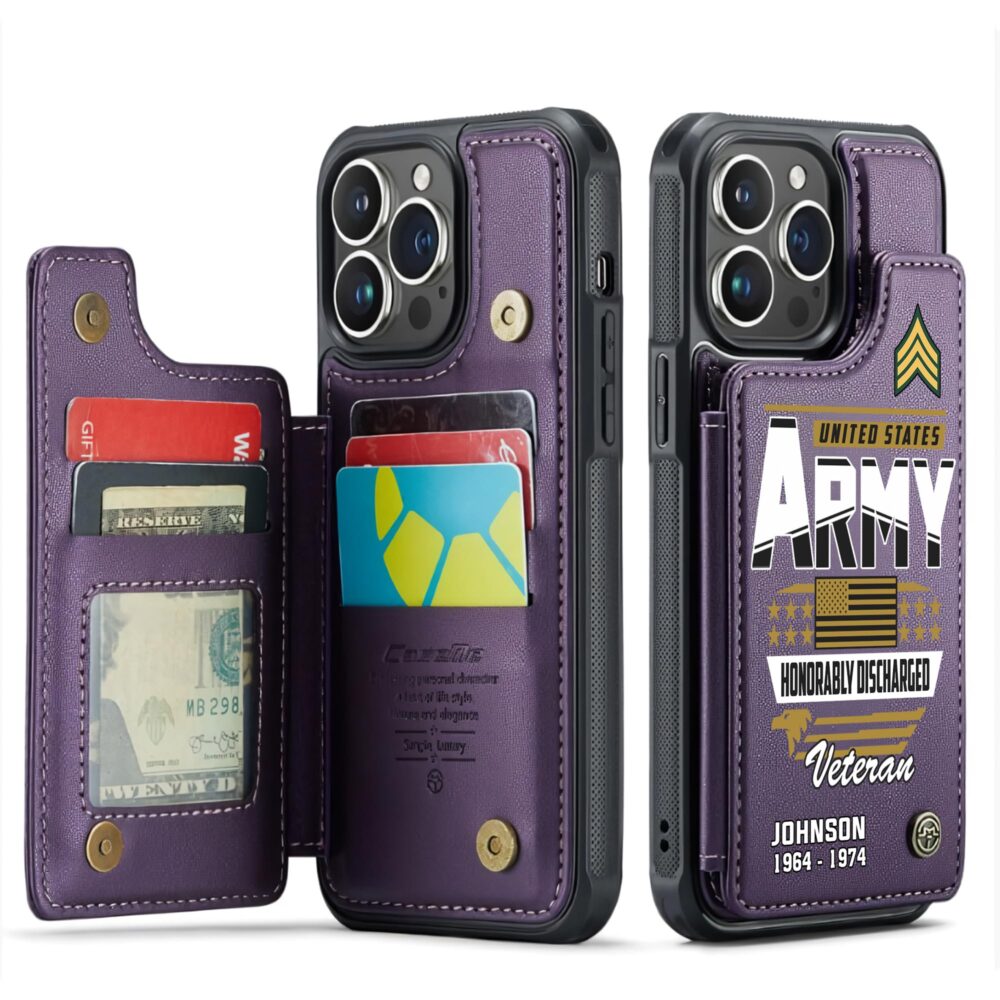 US Army, Thank a Veteran - Leather Flip Phone Case - Image 6