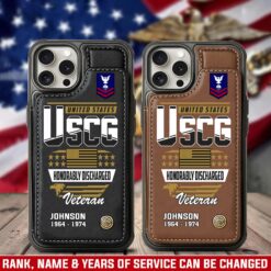 US Coast Guard, E 6 Gold - Leather Flip Phone Case