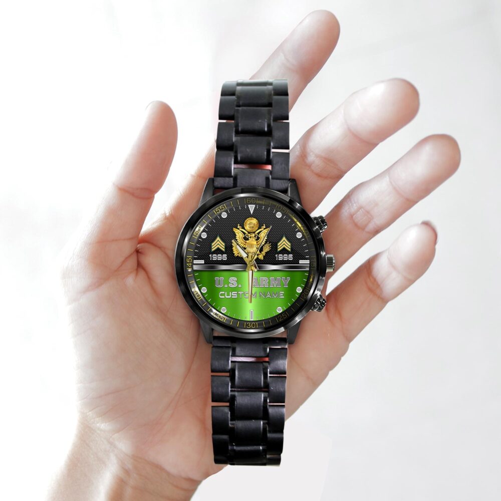 US Army, E 8 Army First Sergeant - Black Stainless Steel Watch - Image 2