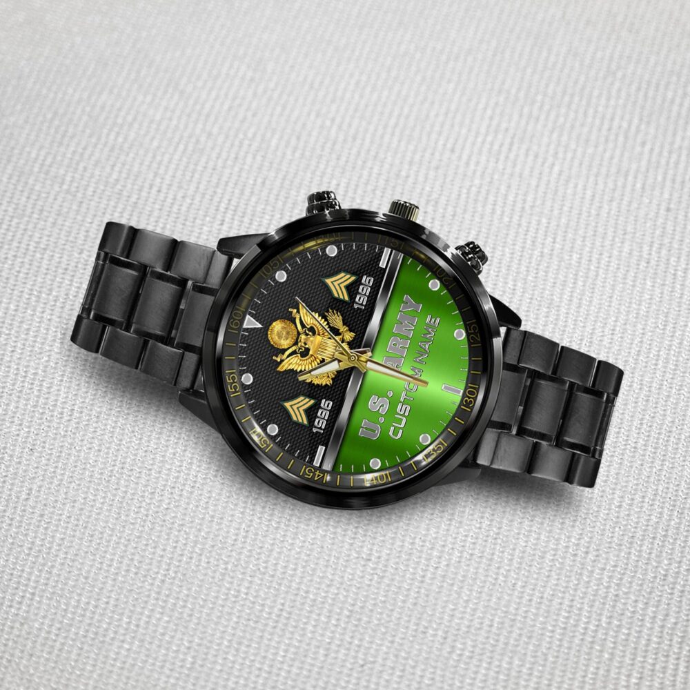 US Army, E 8 Army First Sergeant - Black Stainless Steel Watch - Image 3