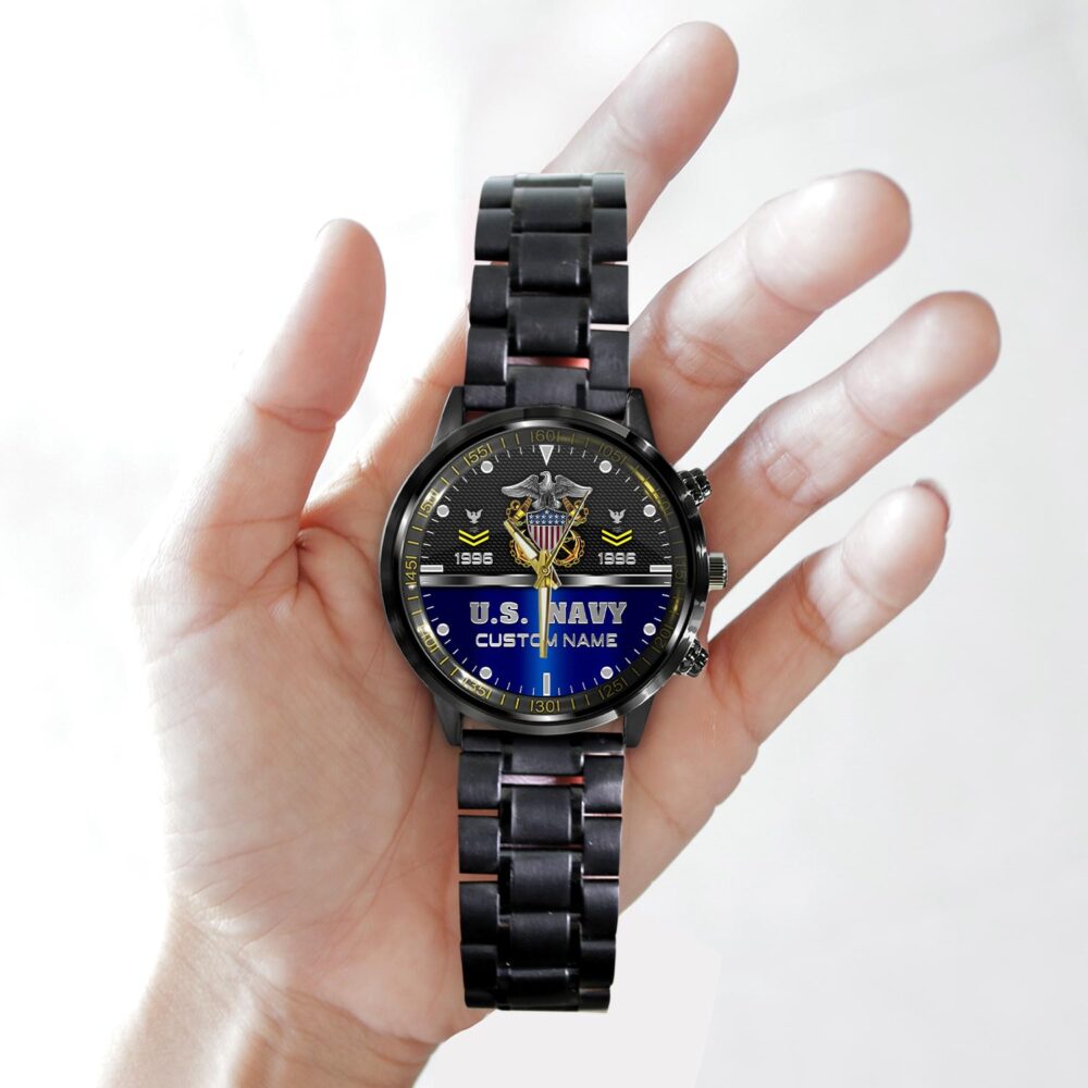 US Navy, E 6 Red - Black Stainless Steel Watch - Image 2