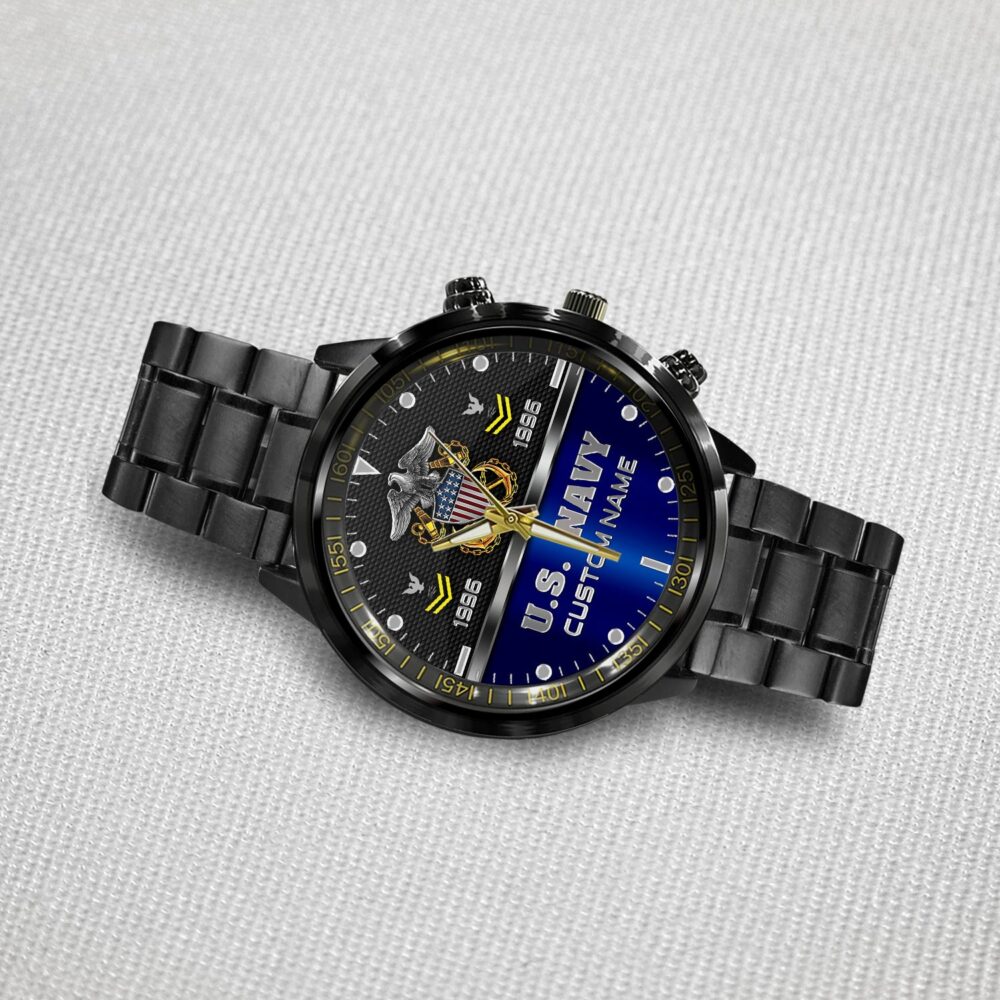US Navy, E 6 Red - Black Stainless Steel Watch - Image 3