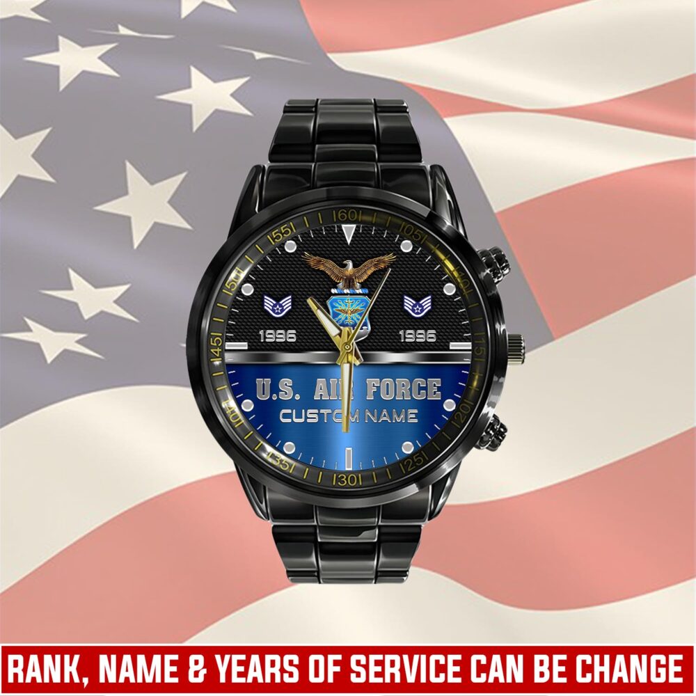 US Air Force, O 4 Air Force Major - Black Stainless Steel Watch