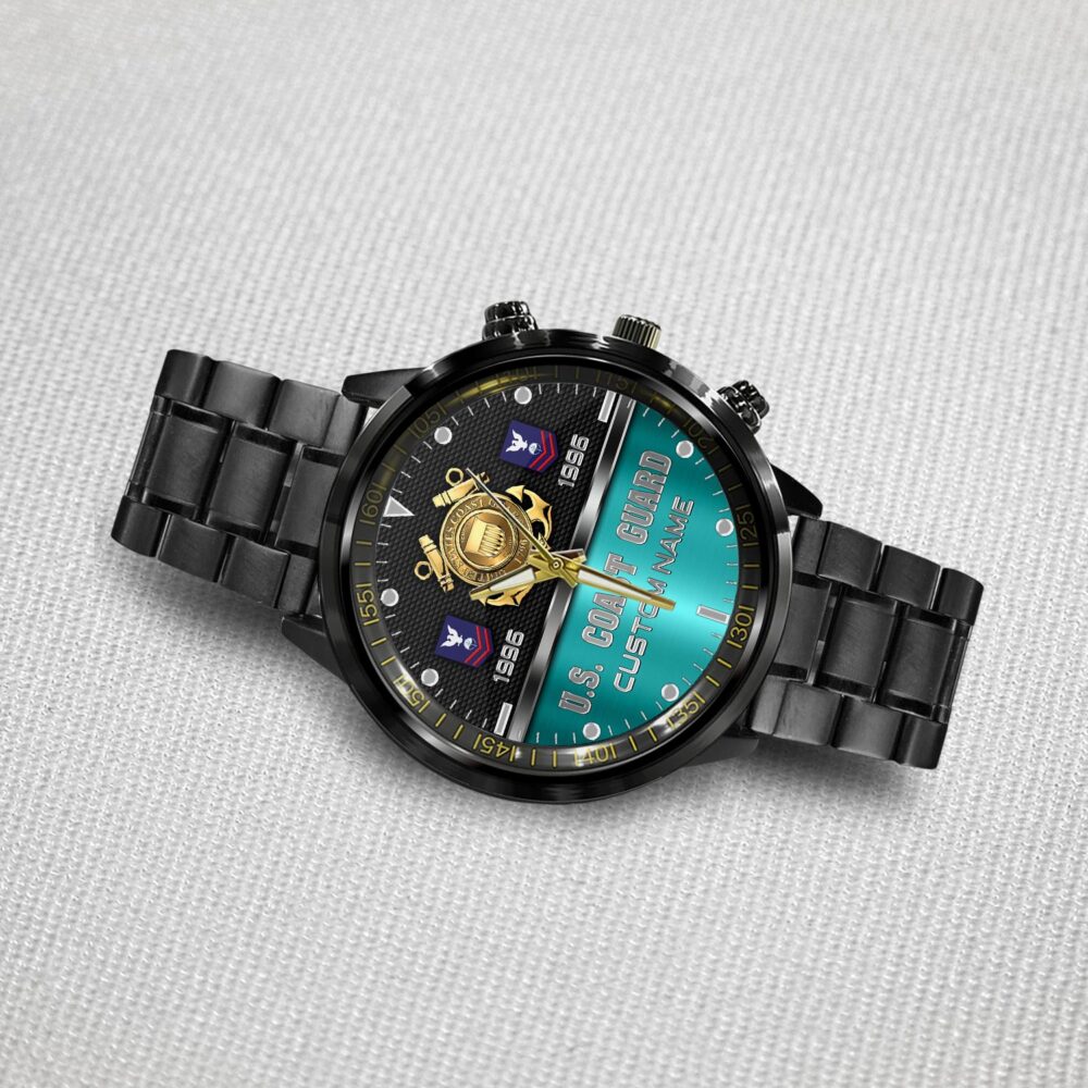 US Coast Guard, Proud To Have Served - Black Stainless Steel Watch - Image 3