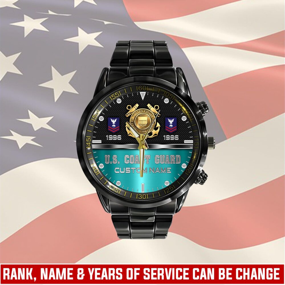 US Coast Guard, Proud To Have Served - Black Stainless Steel Watch