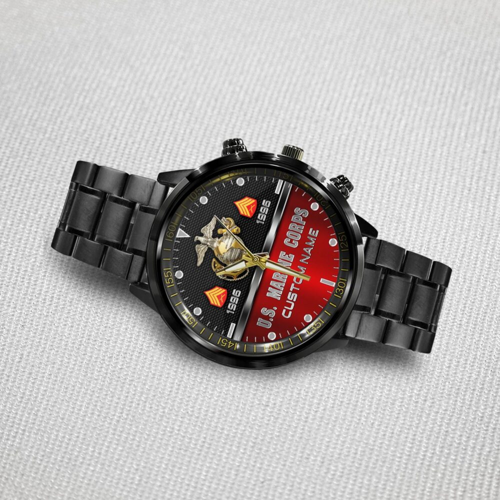 US Marine Corps, The Devil Dogs - Black Stainless Steel Watch - Image 3