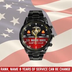 US Marine Corps, The Devil Dogs - Black Stainless Steel Watch
