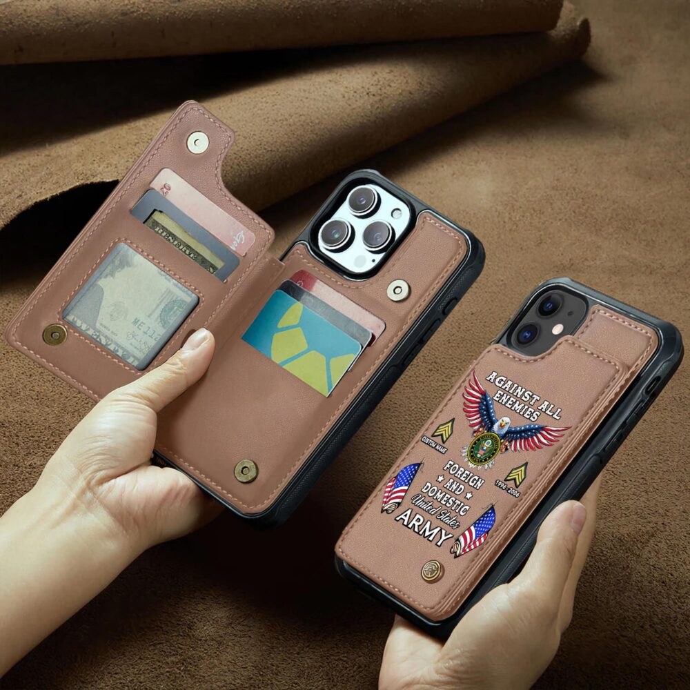 US Army, O 3 Army Captain - Leather Flip Phone Case - Image 2