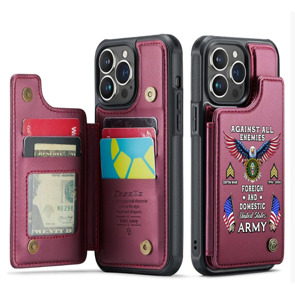 US Army, O 3 Army Captain - Leather Flip Phone Case - Image 4