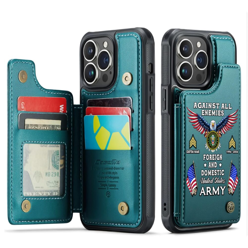 US Army, O 3 Army Captain - Leather Flip Phone Case - Image 5