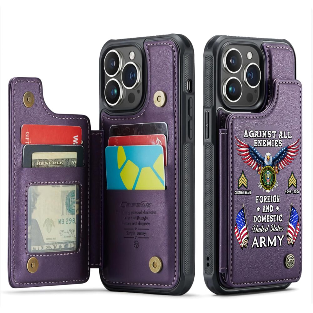 US Army, O 3 Army Captain - Leather Flip Phone Case - Image 6