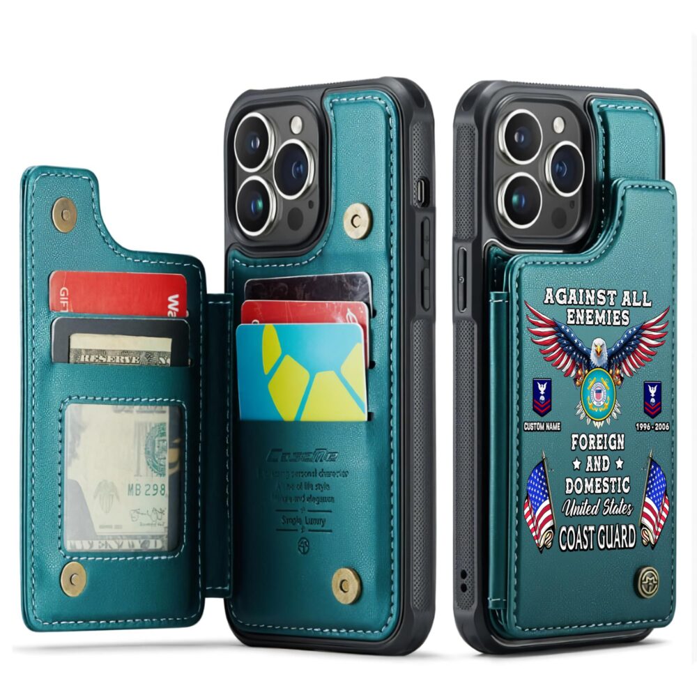 US Coast Guard, E 4 Red - Leather Flip Phone Case - Image 5