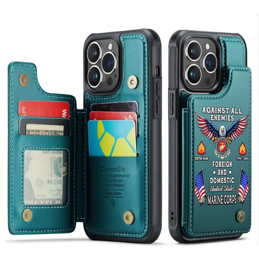 US Marine Corps, No One Gets Left Behind - Leather Flip Phone Case - Image 5