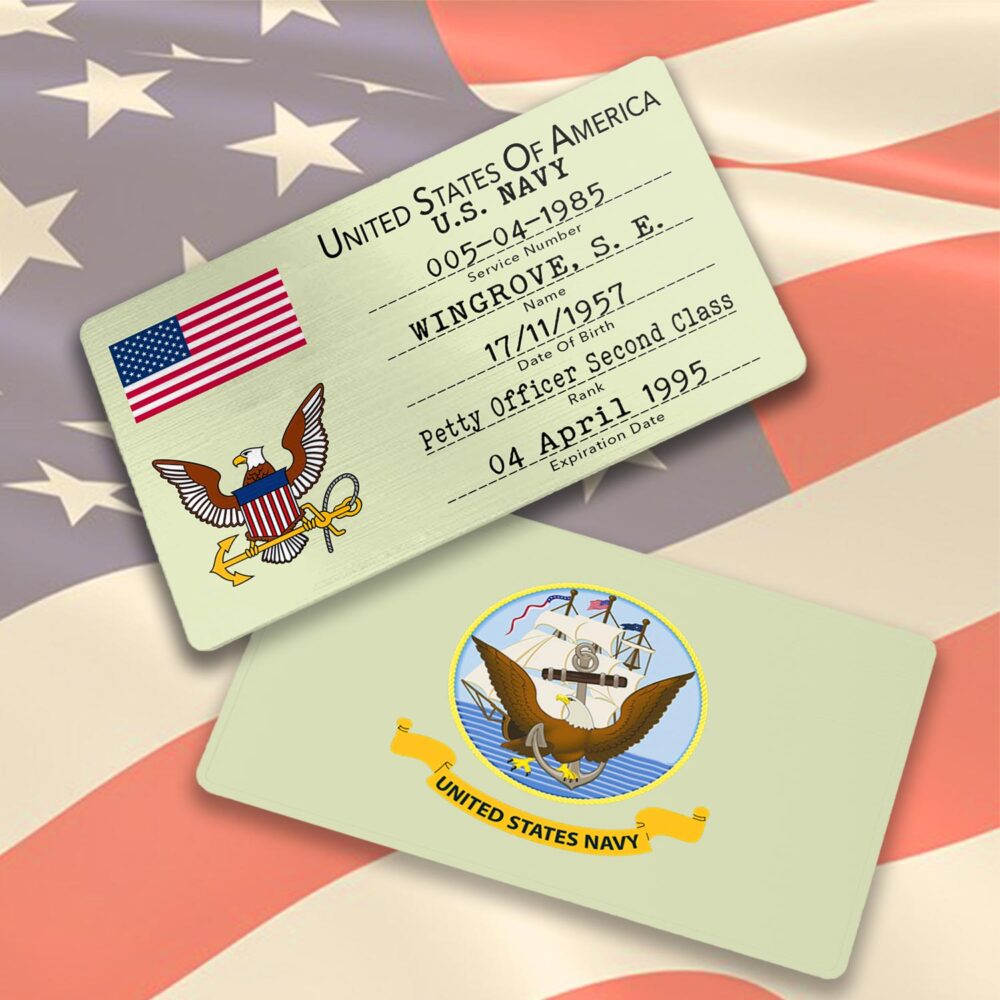 US Navy, E 4 Gold - Printed Metal Card - Image 3