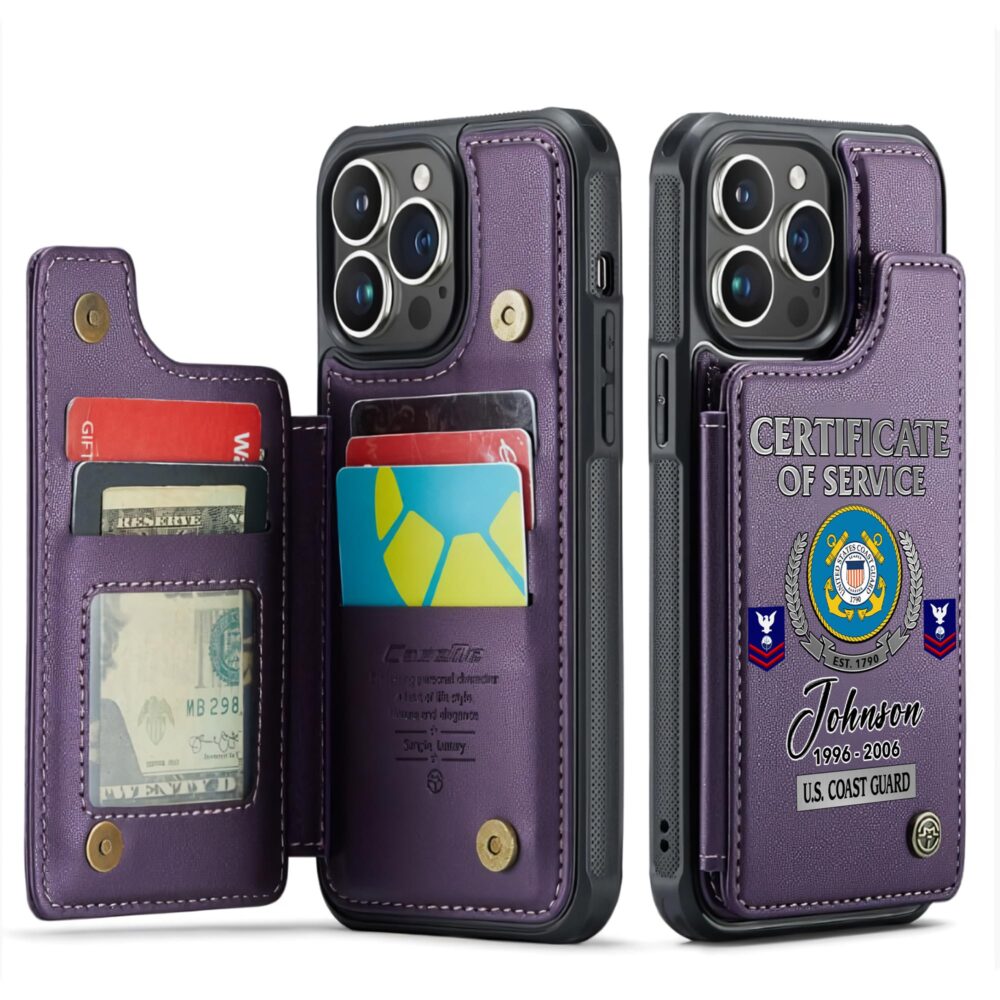 US Coast Guard, E 9 Gold - Leather Flip Phone Case - Image 6