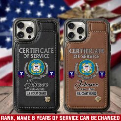 US Coast Guard, E 9 Gold - Leather Flip Phone Case