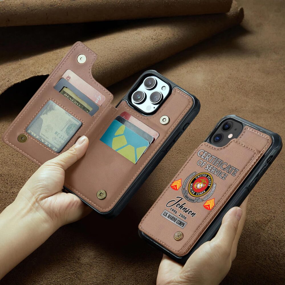 US Marine Corps, O 3 Marines Captain - Leather Flip Phone Case - Image 2